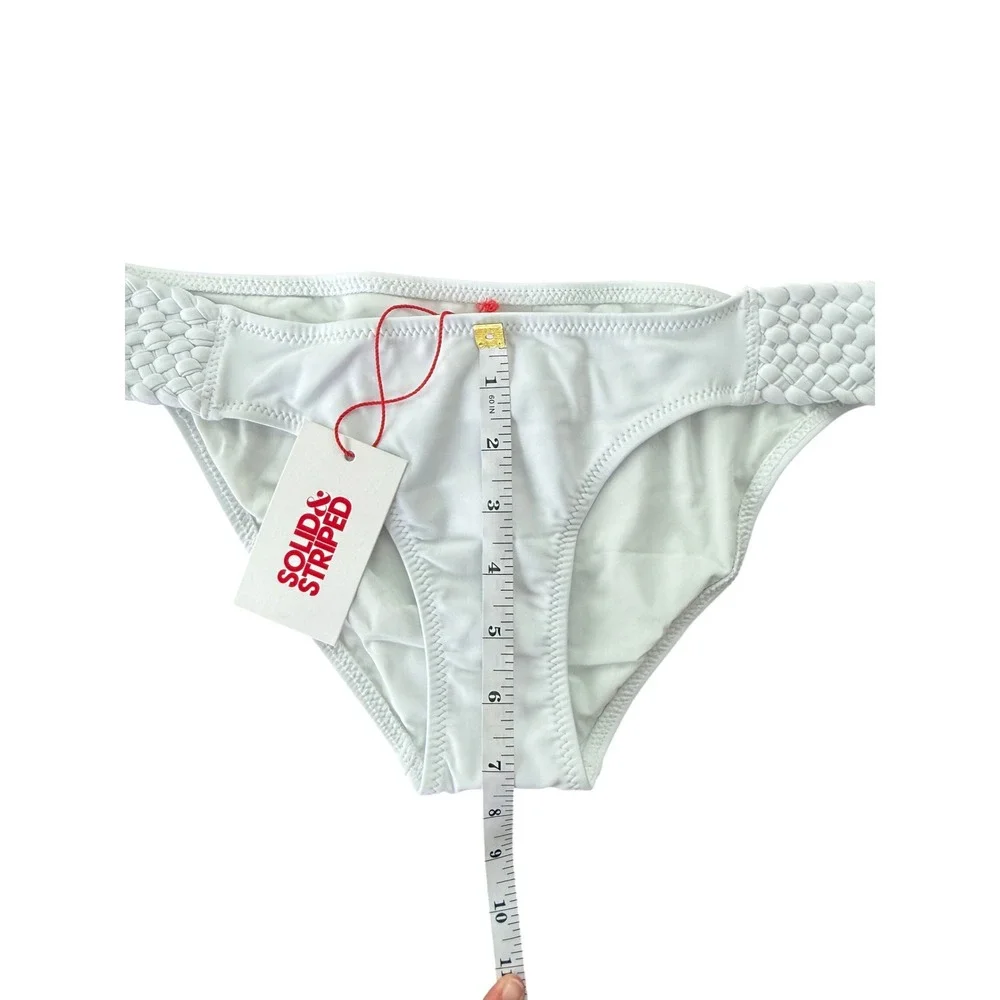Solid & Striped The Braided Elle Bikini Bottom White Low Rise Medium‎ NWT